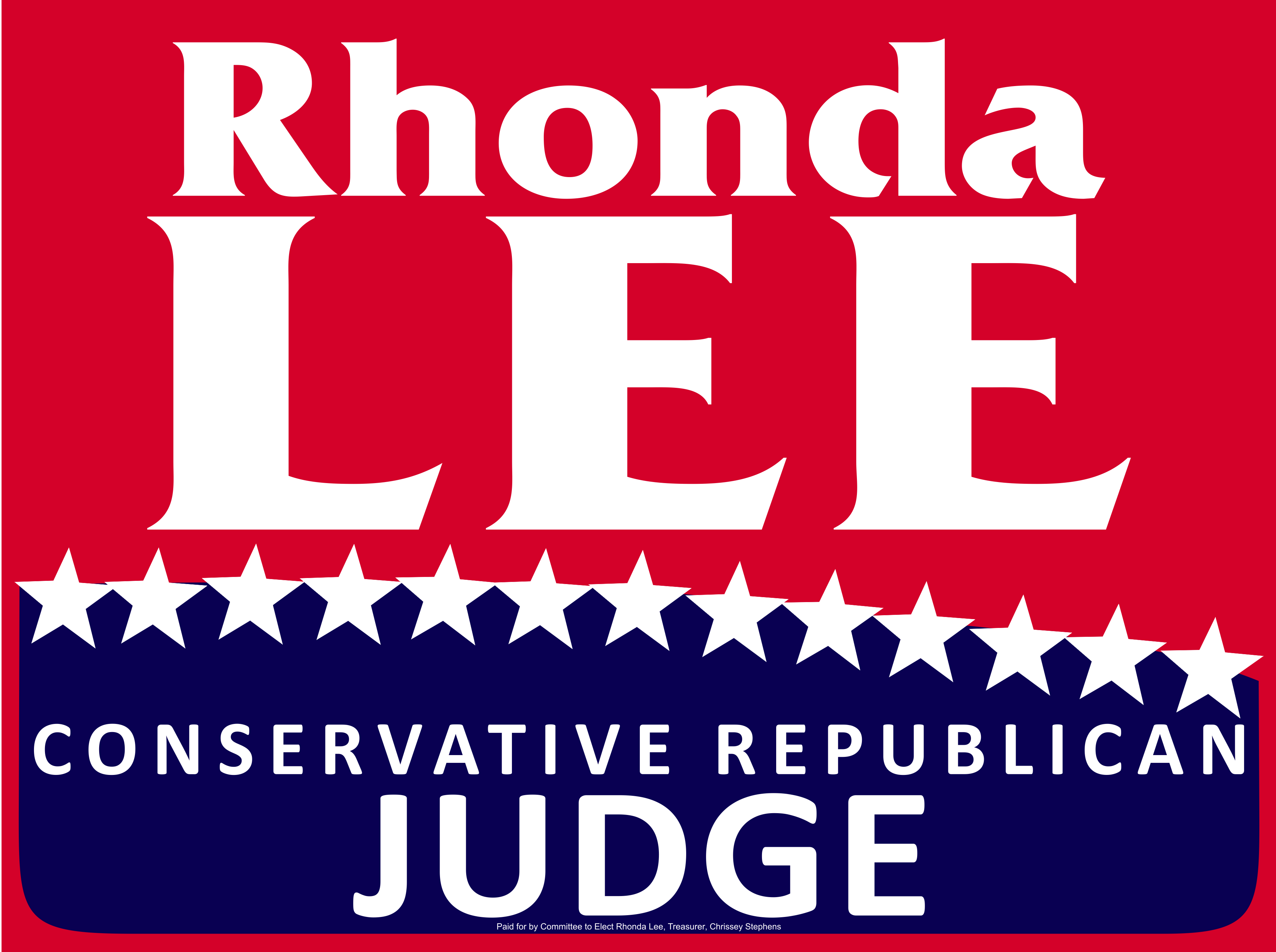 Rhonda Lee for General Sessions Judge campaign sign